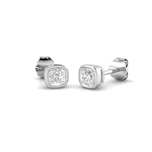 0.50 Ct DE/VVS Lab Grown Solitaire Diamond Stud Earrings | Bezel Setting