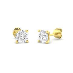 1.50 Ct D-E/VS Lab Grown Diamond Solitaire Earring 18k Yellow Gold Ready To Ship