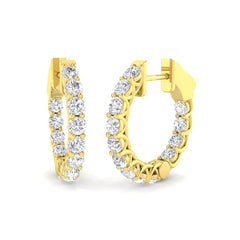 1.5 Carat D-E/VS Lab Grown Diamond Hoops Earring 9k Yellow Gold Ready To Ship