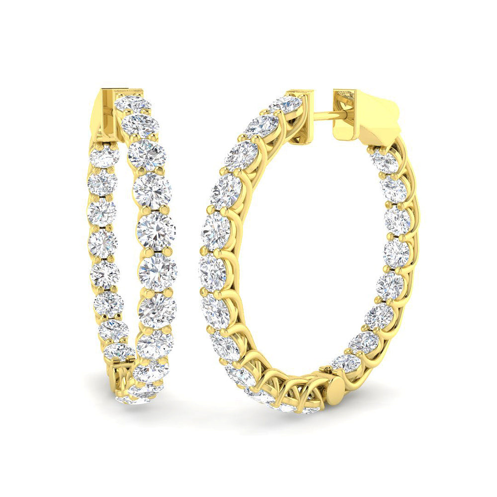 4.9ct Lab Diamond Round Cut Stud Earrings in 9K Yellow Gold