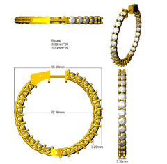 5.9 Carat D-E/VS Lab Grown Diamond Hoops Earring 9k Yellow Gold Ready To Ship
