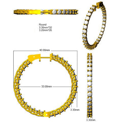 7 Carat D-E/VS Lab Grown Diamond Hoops Earring 9k Yellow Gold Ready To Ship