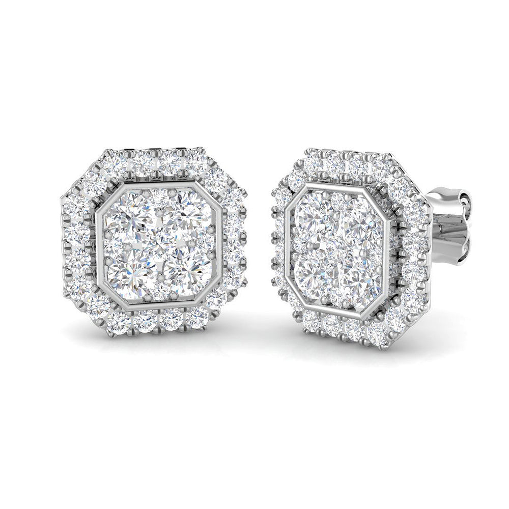 1.44ct Lab Diamond Round Cut Stud Earrings in 9K White Gold