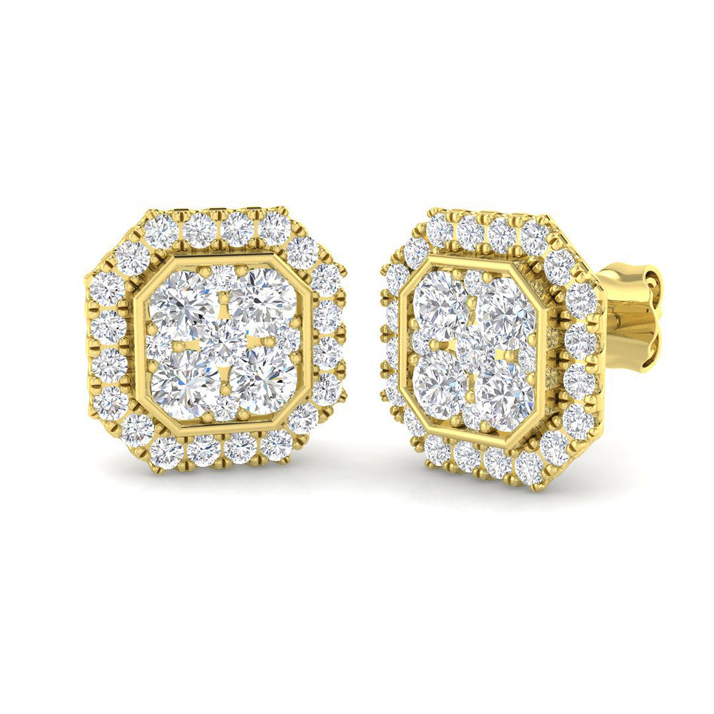 1.44ct Lab Diamond Round Cut Stud Earrings in 9K Yellow Gold
