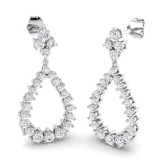 1.8 Carat D-E/VS Lab Grown Diamond Drop & Trilogy Earring 9k White Gold Ready To Ship