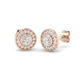 Bezel Set Round 0.50 Ct Diamond Halo Stud Earrings