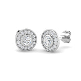 Bezel Set Round 0.50 Ct Diamond Halo Stud Earrings