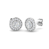 0.50 Ct DE/VVS Lab Grown Round Cut Diamond Halo Earring |Bezel Set