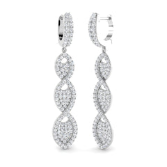 1.7 Carat D-E/VS Lab Grown Diamond Drop & Trilogy Earring 9k White Gold Ready To Ship