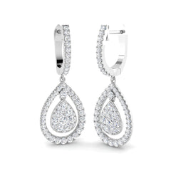 1.5 Carat D-E/VS Lab Grown Diamond Drop & Trilogy Earring 9k White Gold Ready To Ship
