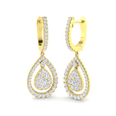 1.5 Carat D-E/VS Lab Grown Diamond Drop & Trilogy Earring 9k Yellow Gold Ready To Ship
