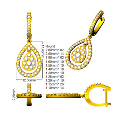1.5 Carat D-E/VS Lab Grown Diamond Drop & Trilogy Earring 9k Yellow Gold Ready To Ship