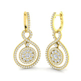 Peony Luxury Gold Drop & Trilogy Diamond Earrings - 2.5ct Elegant Jewelry