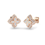 Elegant 0.50Ct Diamond Floral Clover Stud Earrings in White Gold