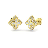 Elegant 0.50Ct Diamond Floral Clover Stud Earrings in White Gold