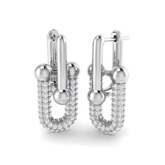 Lutsy 2ct Gold Paper Clip Diamond Earrings - Elegant Luxury Jewelry