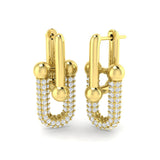 Lutsy 2ct Gold Paper Clip Diamond Earrings - Elegant Luxury Jewelry