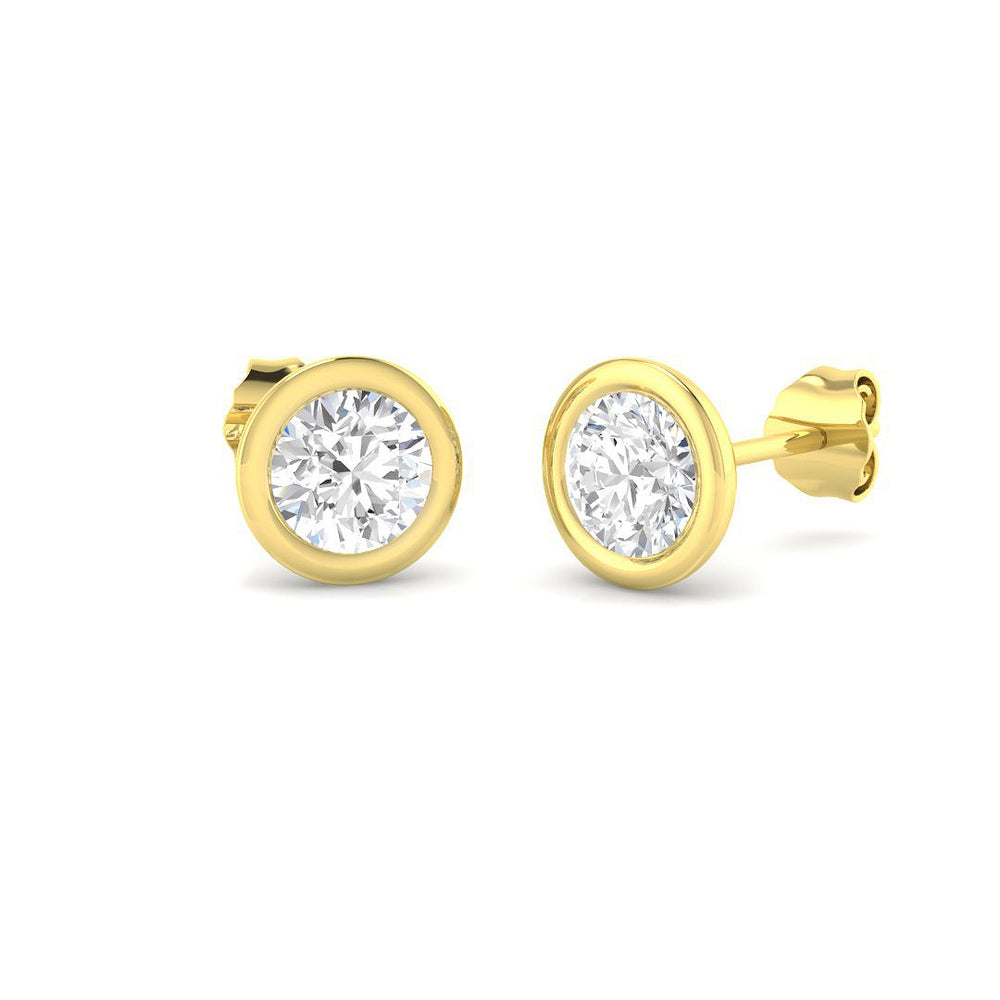 1.49ct Lab Diamond Round Cut Stud Earrings in 18K Yellow Gold