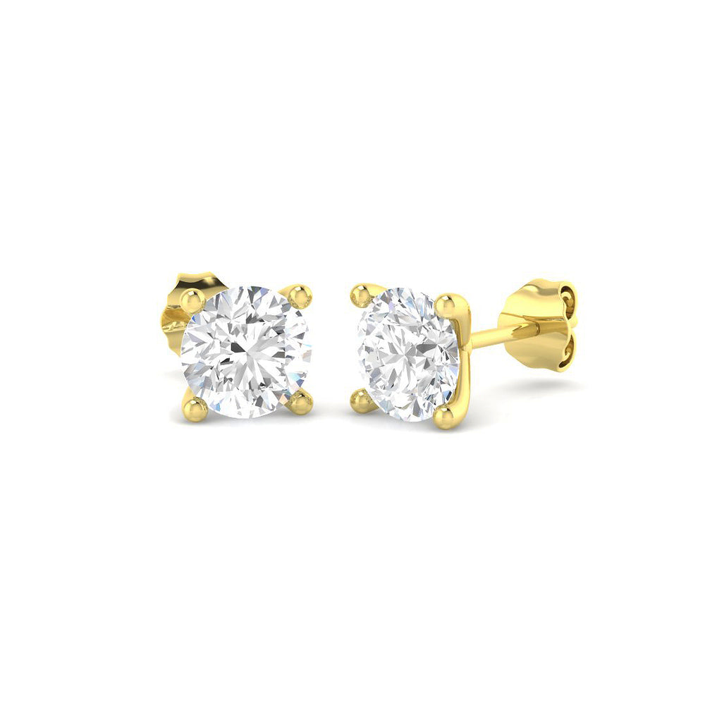 2.57ct Lab Diamond Round Cut Stud Earrings in 18K Yellow Gold
