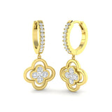 "Lusly 1ct Gold Clover Diamond Earrings - Elegant Luxury Jewelry"