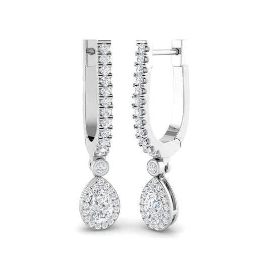 Luvwy 1ct Gold Drop & Trilogy Diamond Earrings - Elegant Luxury Jewelry