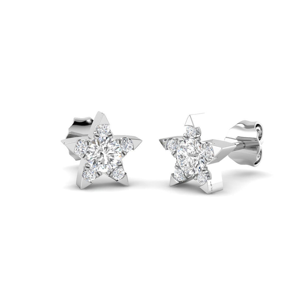 Stud Earrings with Star Shape Diamond Cluster | Gold
