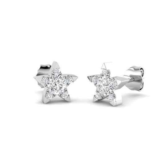 Stud Earrings with Star Shape Diamond Cluster | Gold