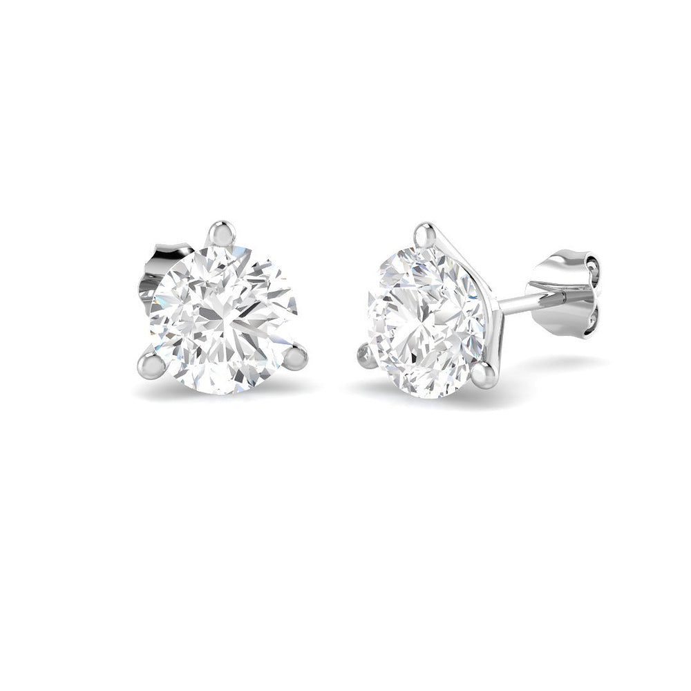 Stud Earrings with Lab Grown Round Cut Diamond