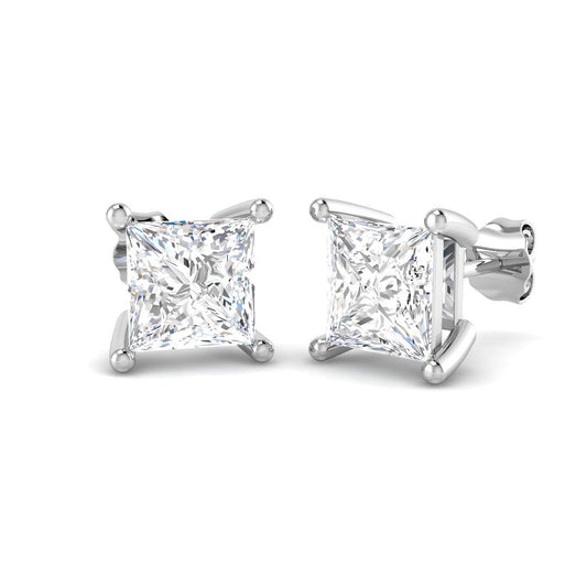 4.00 Ct DE/VVS Lab Grown Princess Cut Diamond Stud Earring | Prong Set