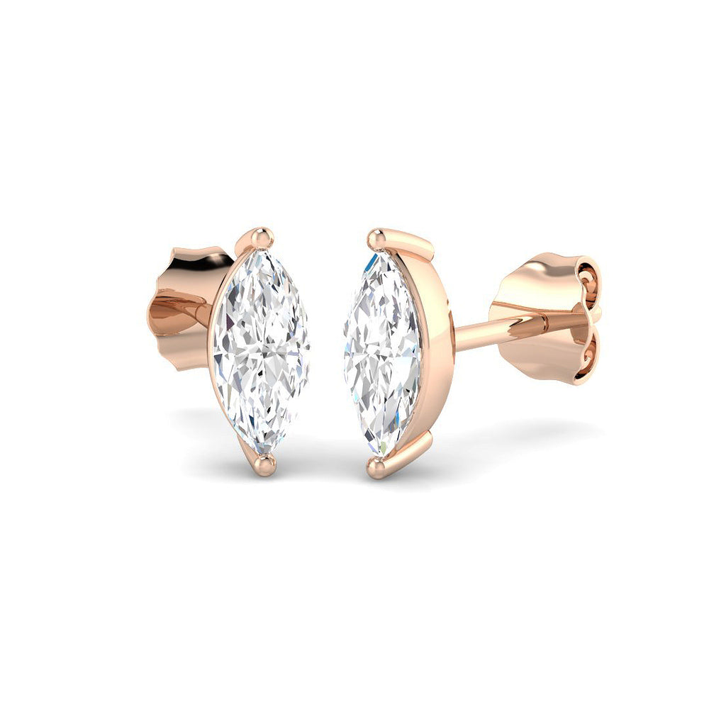 Stud Earrings with Lab Grown Marquise Cut Diamond