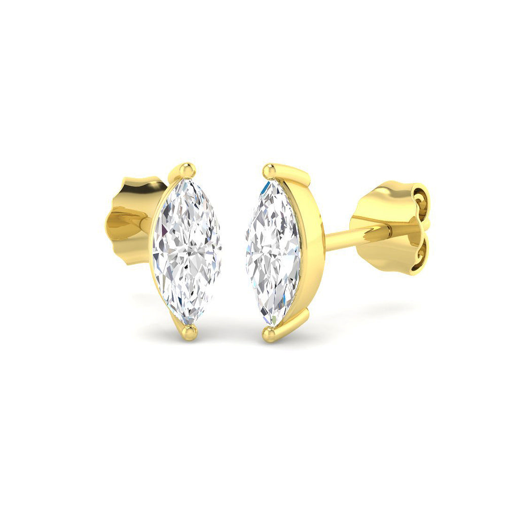 Stud Earrings with Lab Grown Marquise Cut Diamond