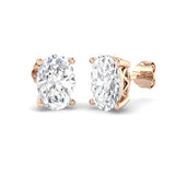 Boucles d'oreilles puces en diamant ovale de 3,00 ct, cultivé en laboratoire, DE/VVS | Sertissage à griffes