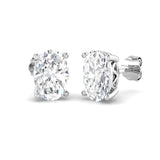 Boucles d'oreilles puces en diamant ovale de 3,00 ct, cultivé en laboratoire, DE/VVS | Sertissage à griffes
