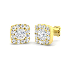 1.7 Carat D-E/VS Lab Grown Diamond Halo Earring 9k Yellow Gold Ready To Ship
