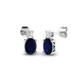 Royal Blue Sapphire Diamond Stud Earrings in 18K Gold | Luxury 1.50-2.00ct