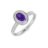Amethyst Halo Ring Oval Cut
