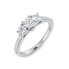 0.80Carat D-E/VS Lab Grown Diamond 3 Stone Wedding Ring 9k White Gold Ready To Ship