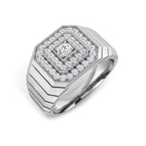 Men's Octagonal Pave Diamond Ring | 0.75ct | Hallmarked Gold & Platinum