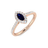 Marquise Sapphire Halo Ring with Diamonds | Lab-Grown or Natural Diamonds