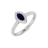 Marquise Sapphire Halo Ring with Diamonds | Lab-Grown or Natural Diamonds