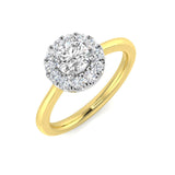 Bague de fiançailles avec halo et diamant central rond naturel