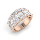 Baguette and Round Brilliant Diamond Platinum Half Eternity Ring