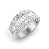 Baguette and Round Brilliant Diamond Platinum Half Eternity Ring