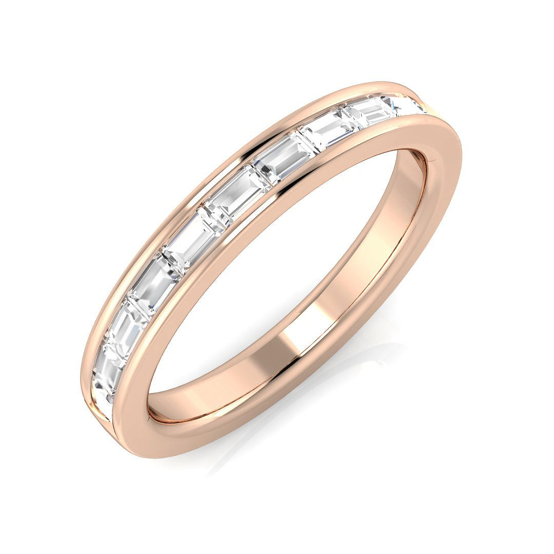 0.30-0.80ct Lab-Grown D/VVS Baguette Cut Diamond Half Eternity Ring.