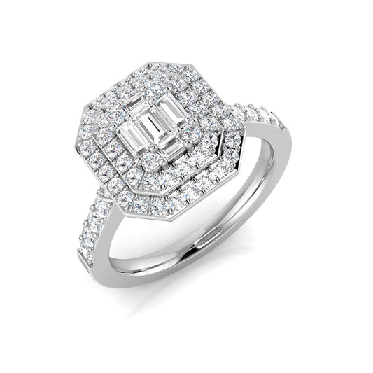 Lab Grown Baguette & Round Cut DIamond Engagement Ring | 0.33ct - 1.00ct