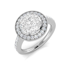 Natural Princess & Marquise Diamond Cluster Engagement Ring