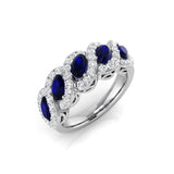 Blue Sapphire Five Stone Ring Oval