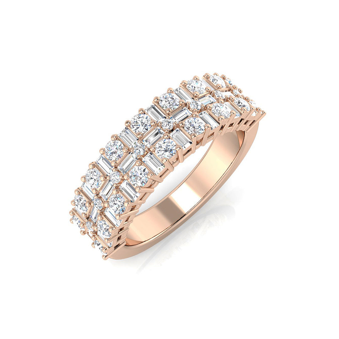 1.10ct Lab-Grown Baguette and Round Cut D/VVS Diamond Bar Set Half Eternity Ring.
