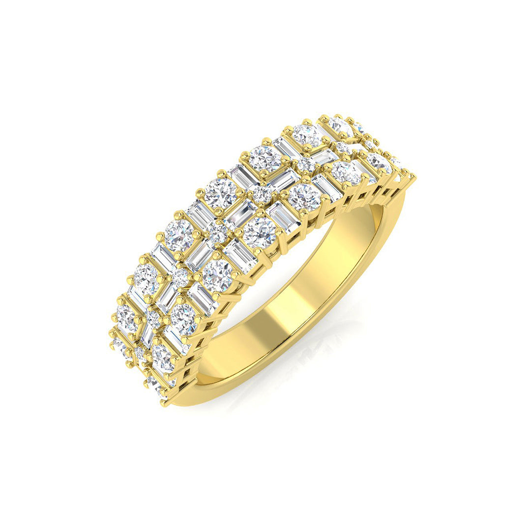 1.10ct Lab-Grown Baguette and Round Cut D/VVS Diamond Bar Set Half Eternity Ring.