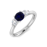 Blue Sapphire Three Stone Ring